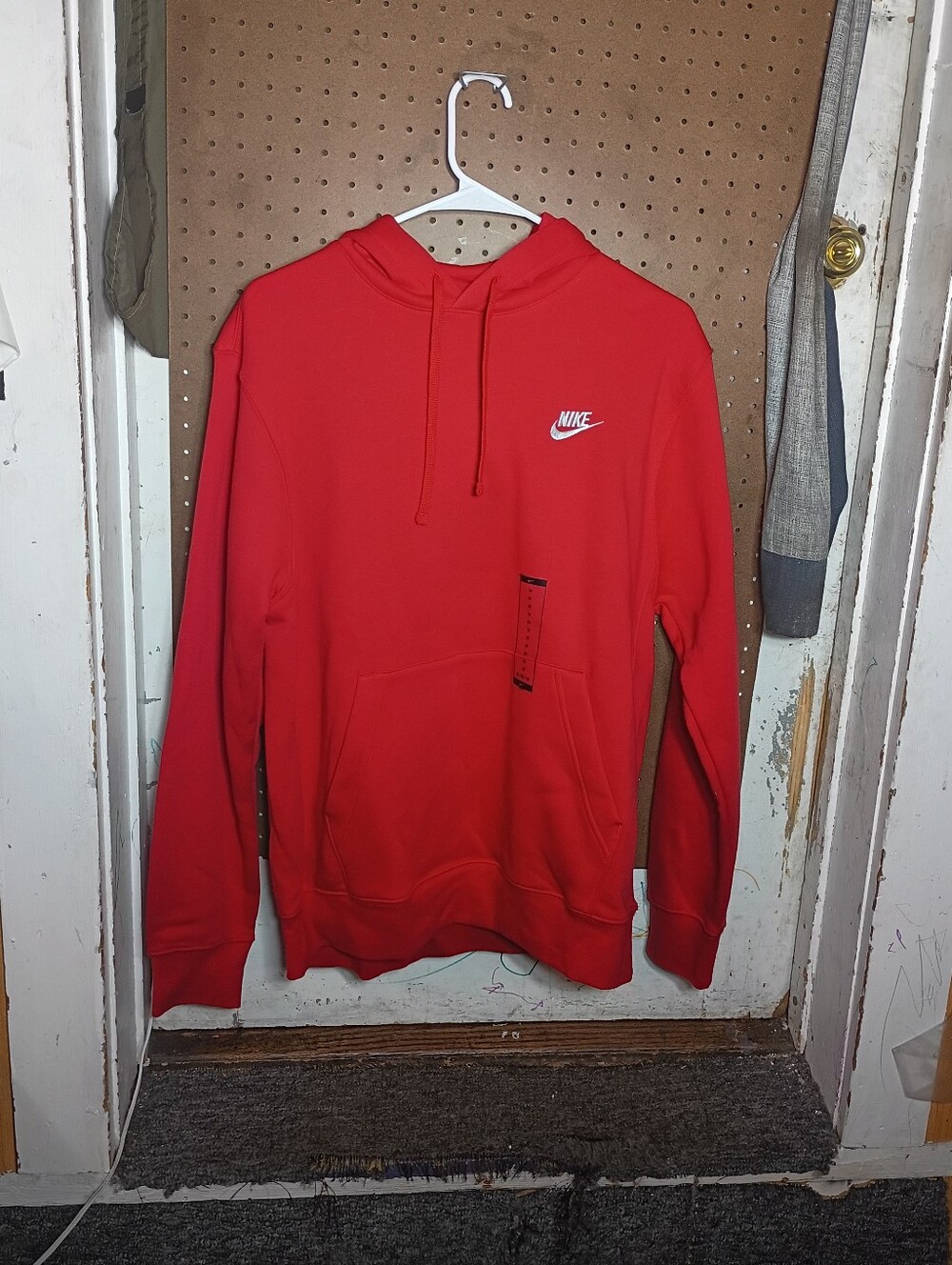 Nike Red Hooded Sweatshirt with White Logo - Men's